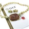 Image 2 : Vintage 14k Gold Gia Jade Bead Necklace w/ Matching Dangle Clip On Earrings Set