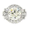 Image 5 : Vintage Platinum GIA 5.56 ctw Old Cut Round & Baguette Diamond Engagement Ring