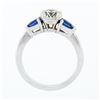 Image 9 : NEW 14k White Gold 1.47 ctw GIA Round Diamond & Sapphire 3 Stone Engagement Ring