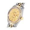 Image 3 : Rolex Mens 2 Tone Champagne Linen Dial Diamond Bezel Datejust Wristwatch