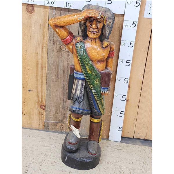 Hand Carved Wooden Cigar Store Indian