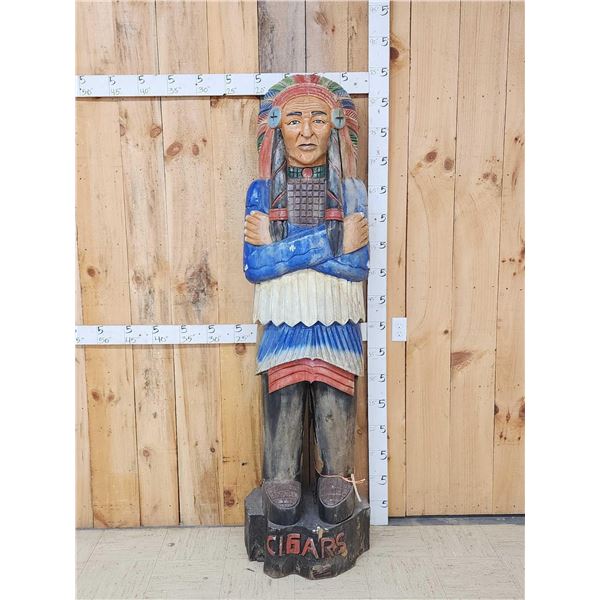 Hand Carved Wooden Cigar Store Indian