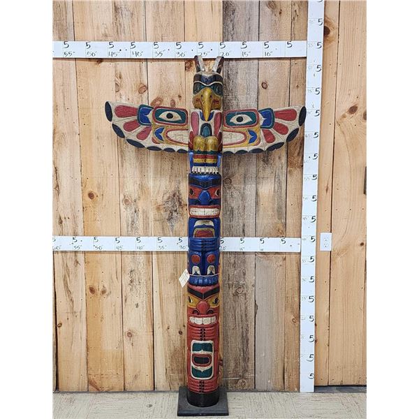 Large Hand Carved Wooden Totem Pole