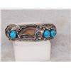 Image 1 : Navajo Sterling Silver Black Bear Claw & Turquoise Bracelet