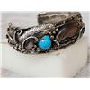 Image 3 : Navajo Sterling Silver Black Bear Claw & Turquoise Bracelet