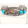 Image 4 : Navajo Sterling Silver Black Bear Claw & Turquoise Bracelet