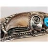 Image 9 : Navajo Sterling Silver Black Bear Claw & Turquoise Bracelet