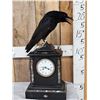 European Carrion Crow On An Antique Mantle Clock Full Body Bird Taxidermy
