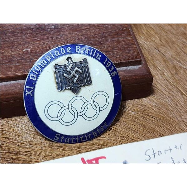 Rare 1936 Berlin Germany Olympics Starters Judge Badge