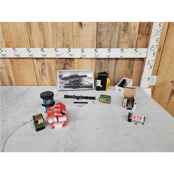 Optics , Ammunition , & Black Powder Supplies Lot