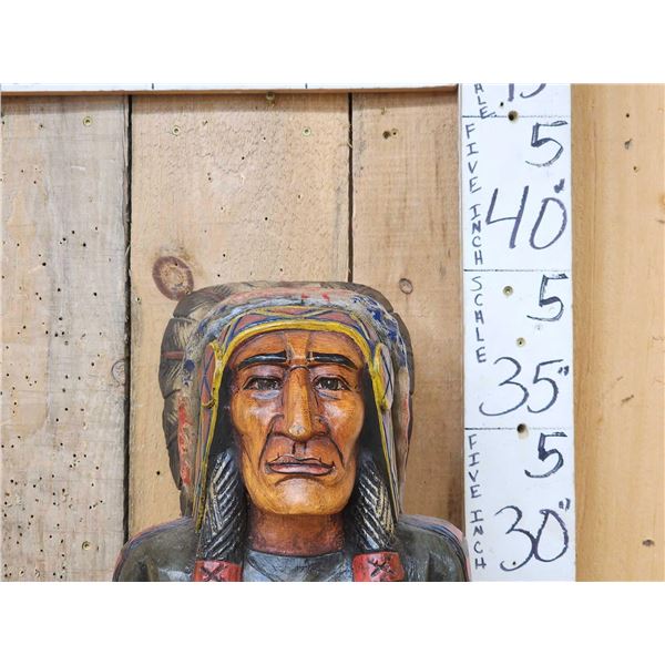 Hand Carved Wooden Cigar Store Indian