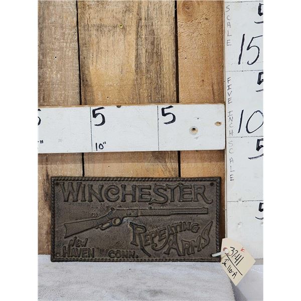 Winchester Repeating Arms Cast Iron Sign
