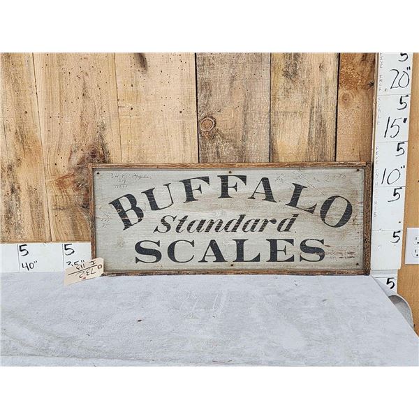 Vintage Buffalo Standard Scales Wooden Advertising Sign