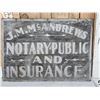 Image 3 : Vintage J.M. McAndrews Notary Public & Insurance Tin Sign