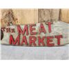 Image 8 : Vintage Meat Market Double Sided Wooden Advertising Sign