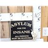 Image 1 : Cast Iron Insane Asylum Sign