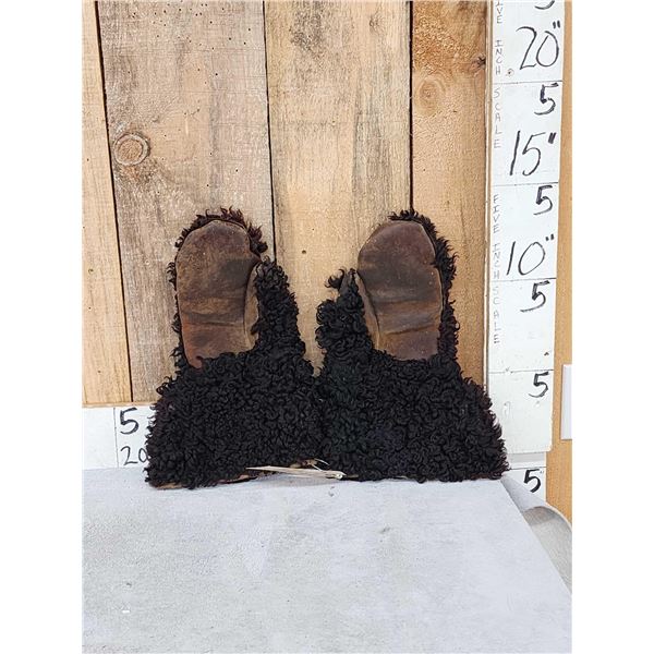 Pair Of Vintage Cowboy Woolly Gauntlet Mittens