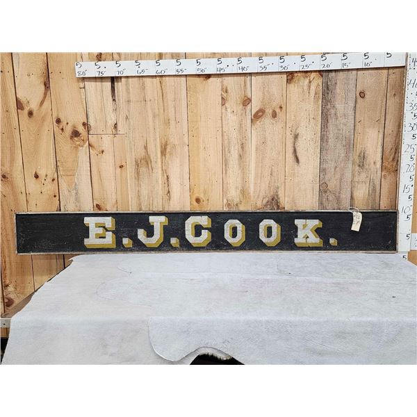 Vintage 97" E.J. Cook Wooden Advertising Sign