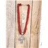 Image 4 : Native American Coral Seed Beaded Santo Domingo Necklas With Silver Cross Pendant