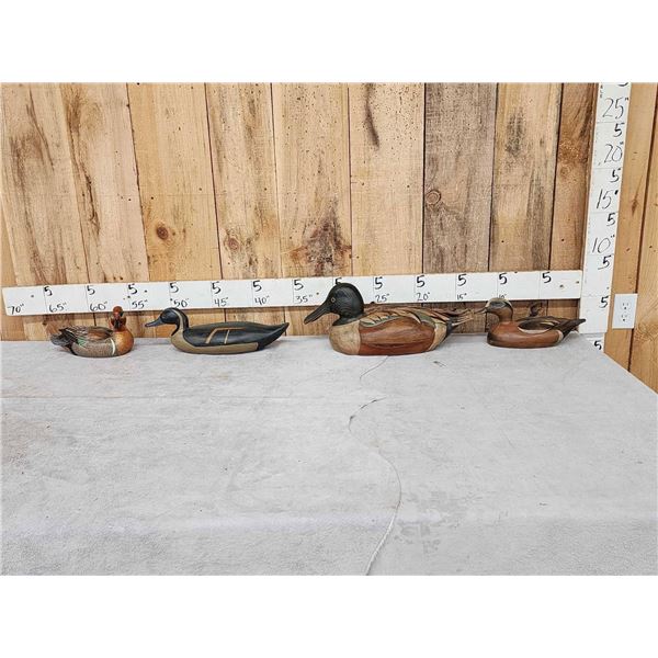 4 Hand Carved Wooden Duck Decoys