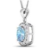 Image 2 : 14KT White Gold 1.70ct Aquamarine and Diamond Pendant with Chain