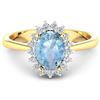 Image 1 : 14KT Yellow Gold 1.28ctw Aquamarine and Diamond Ring