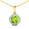 Image 1 : 14KT Yellow Gold 2.02ctw Peridot and Diamond Pendant