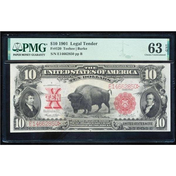 1901 $10 Bison Legal Tender Note PMG 63EPQ
