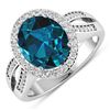 14KT White Gold 3.7ctw London Blue Topaz and Diamond Ring