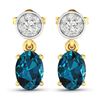 14KT Yellow Gold 1.4ctw London Blue Topaz and Diamond Earrings