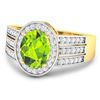 Image 2 : 14KT Yellow Gold 1.6ctw Peridot and Diamond Ring
