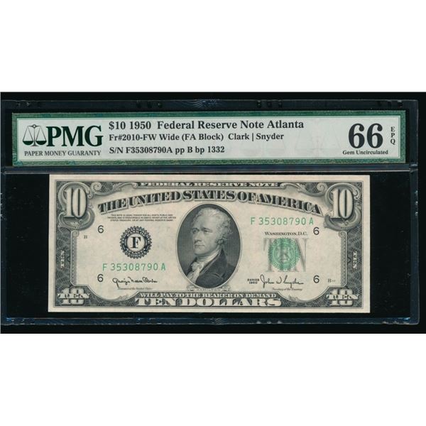 1950 $10 Atlanta FRN PMG 66EPQ
