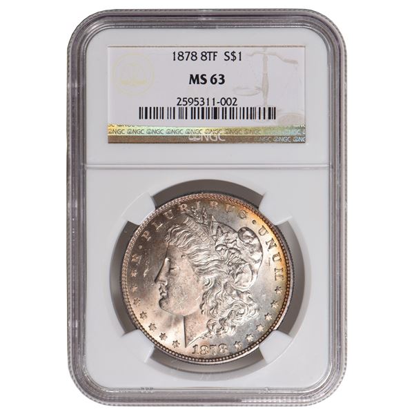 1878 8TF $1 Morgan Silver Dollar NGC MS63
