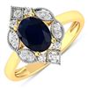 Image 1 : 14KT Yellow Gold 1.3ctw Blue Sapphire and Diamond Ring