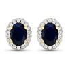 Image 1 : 14KT Yellow Gold 1.5ctw Blue Sapphire and Diamond Earrings