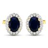 Image 2 : 14KT Yellow Gold 1.5ctw Blue Sapphire and Diamond Earrings
