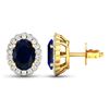 Image 4 : 14KT Yellow Gold 1.5ctw Blue Sapphire and Diamond Earrings