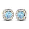 Image 2 : 14KT Yellow Gold 1.5ctw Aquamarine and Diamond Earrings