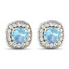 Image 3 : 14KT Yellow Gold 1.5ctw Aquamarine and Diamond Earrings