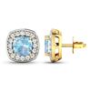 Image 4 : 14KT Yellow Gold 1.5ctw Aquamarine and Diamond Earrings