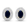 Image 1 : 14KT Yellow Gold 1.16ctw Blue Sapphire and Diamond Earrings