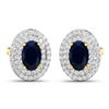 Image 2 : 14KT Yellow Gold 1.16ctw Blue Sapphire and Diamond Earrings