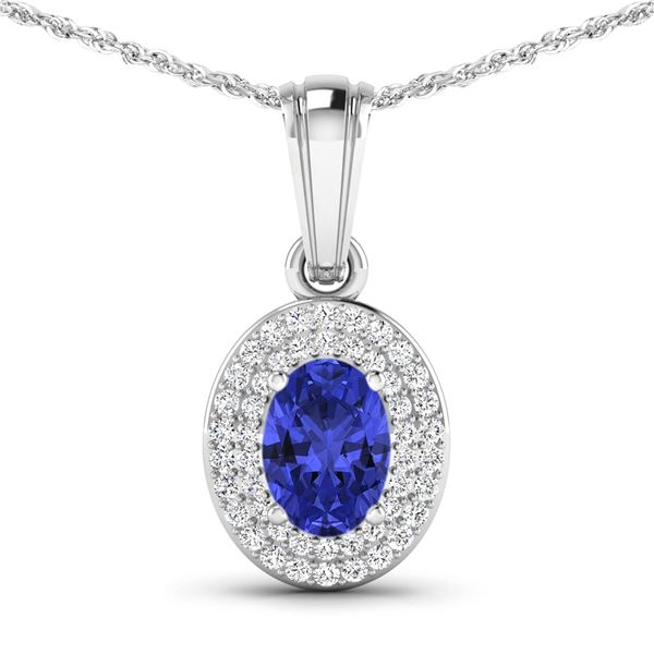 14KT White Gold 0.62ctw Tanzanite and Diamond Pendant
