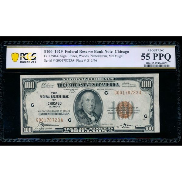 1929 $100 Chicago FRBN PCGS 55PPQ