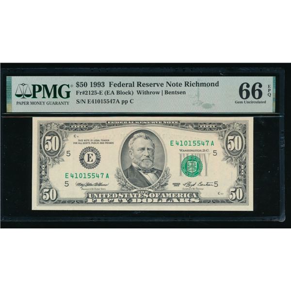 1993 $50 Richmond FRN PMG 66EPQ