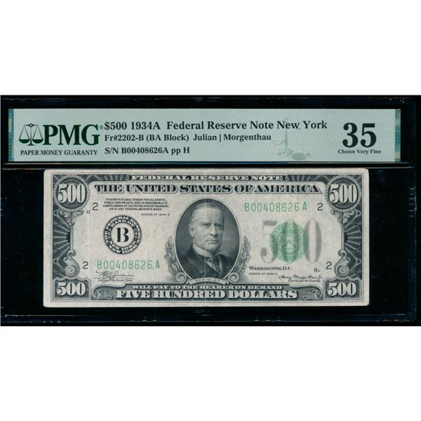 1934A $500 New York FRN PMG 35