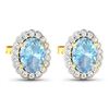 Image 3 : 14KT Yellow Gold 1.02ctw Aquamarine and Diamond Earrings