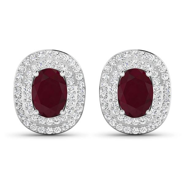 14KT White Gold 1.7ctw Ruby and Diamond Earrings