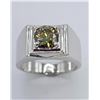 14 Kt White Gold Plate 2.35 Ct Amber Green Fire Moissanite Ring