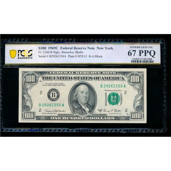 1969C $100 New York FRN PCGS 67PPQ